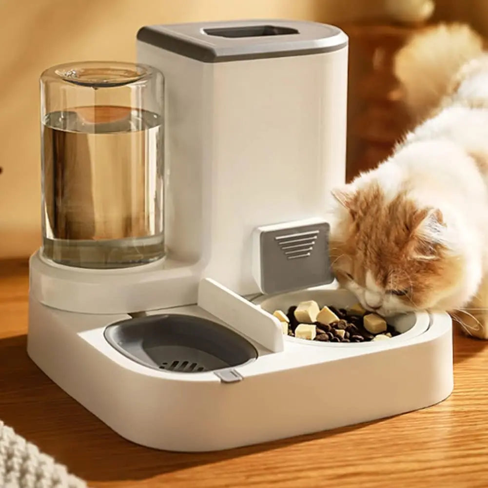 2-in-1 Automatischer Haustierfutterspender – Wassertrinkbrunnen & Futternapf für Hunde und Katzen – Praktischer Futter- und Wasserspender
