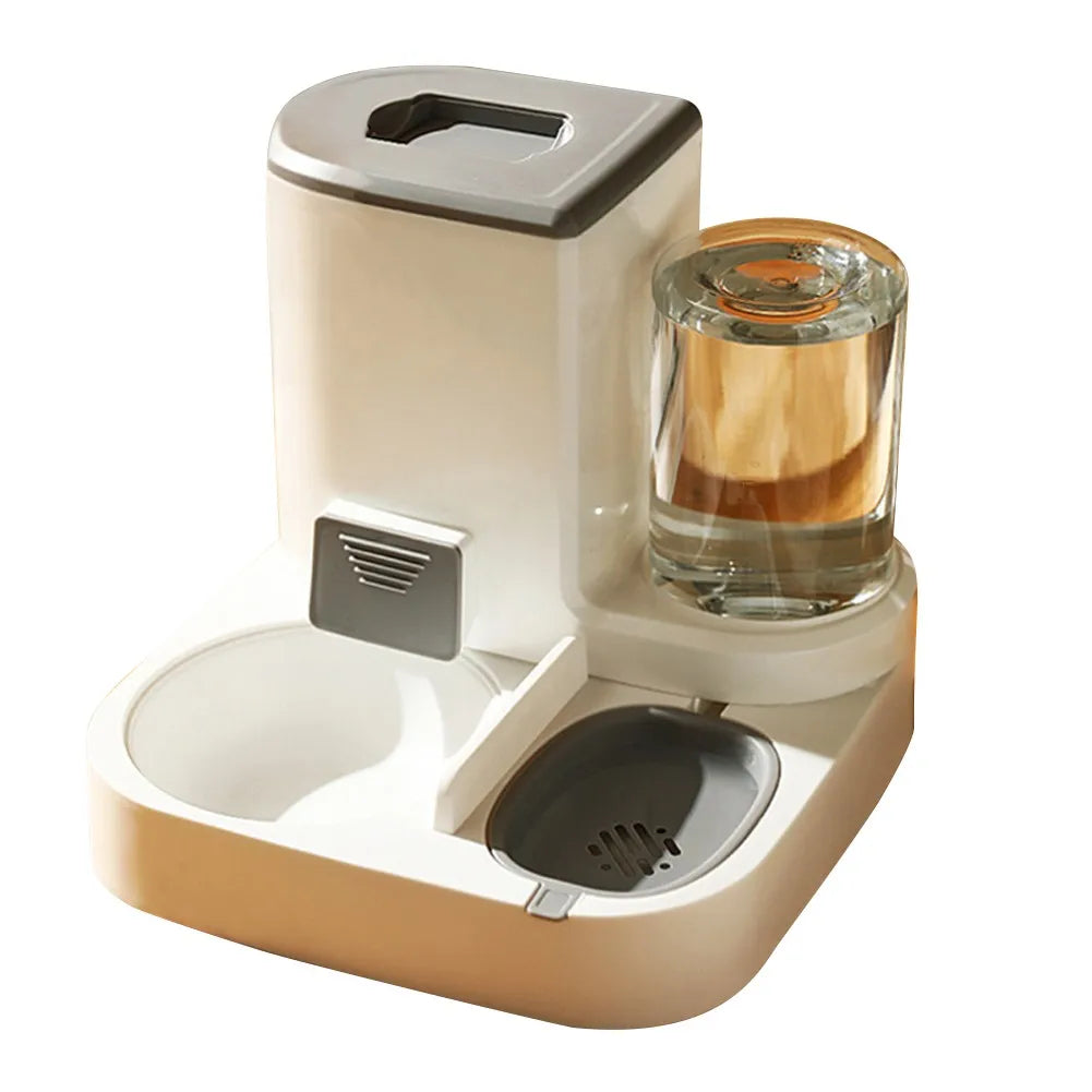 2-in-1 Automatischer Haustierfutterspender – Wassertrinkbrunnen & Futternapf für Hunde und Katzen – Praktischer Futter- und Wasserspender