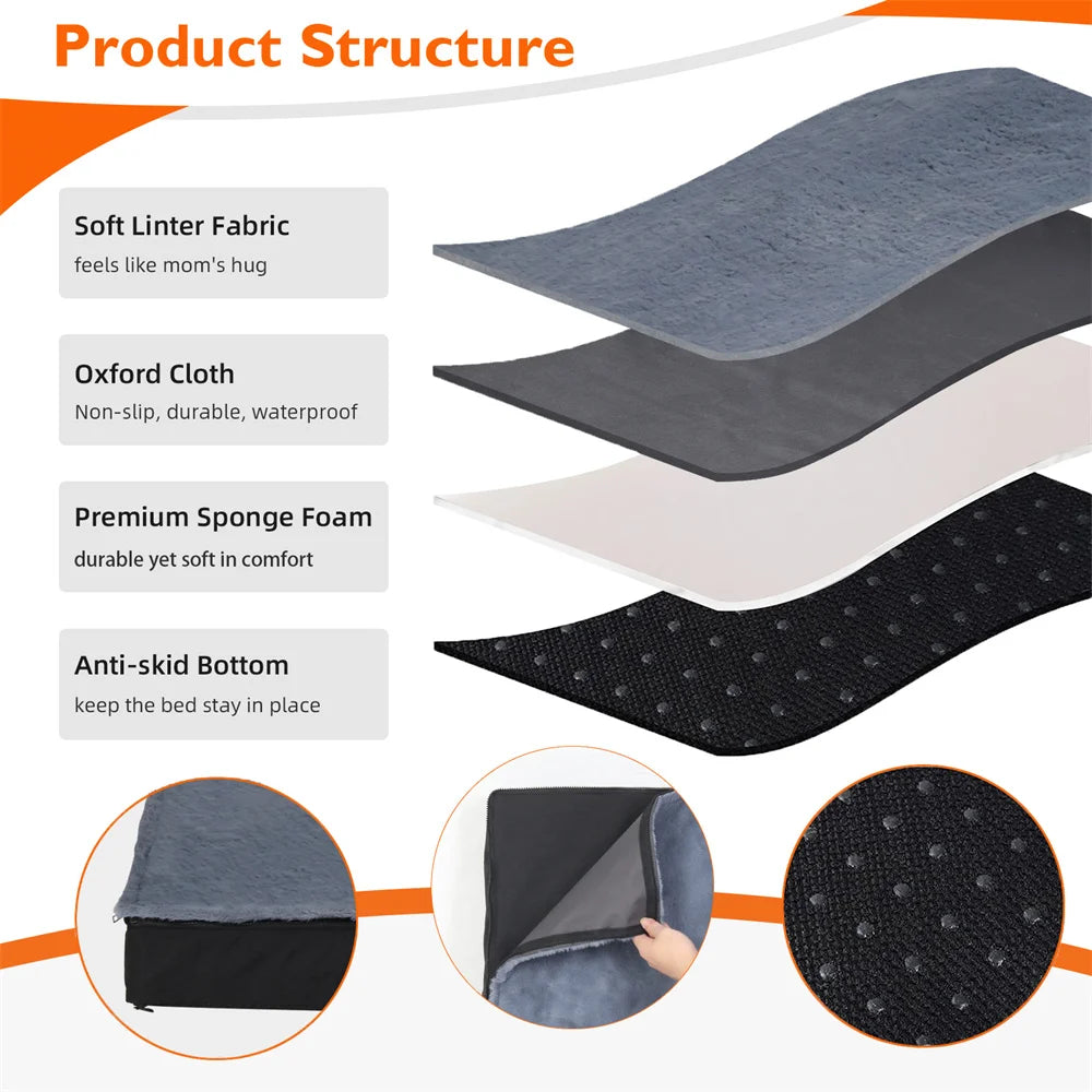 Großes orthopädisches Hundebett – Wasserdichte Hundematratze 2-in-1 mit abnehmbarem, waschbarem Bezug – Für Innen & Außen, ideal auch als Hundebox-Matte