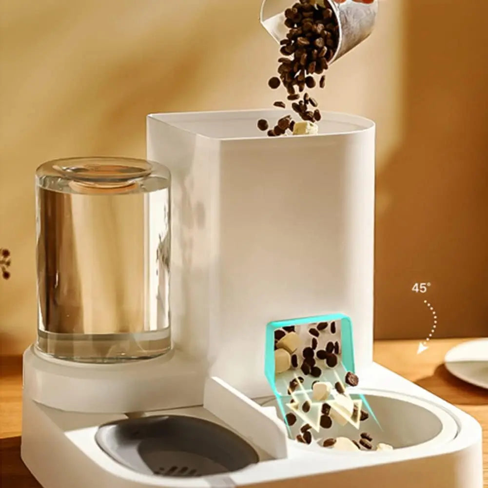 2-in-1 Automatischer Haustierfutterspender – Wassertrinkbrunnen & Futternapf für Hunde und Katzen – Praktischer Futter- und Wasserspender
